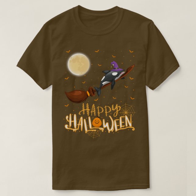 Camiseta Divertido Orca Ride Witch Shot Orca Fish Halloween (Diseño del anverso)