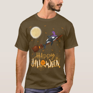Camiseta Divertido Orca Ride Witch Shot Orca Fish Halloween