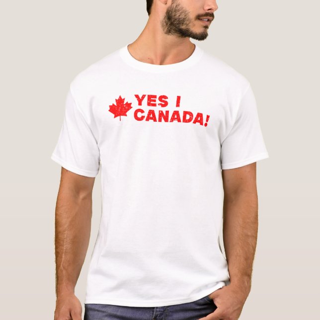 Camiseta Divertido Orgullo Canadiense - ¡Sí, Canadá! Diseño (Anverso)