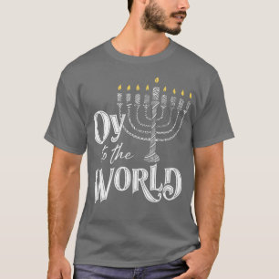 Camiseta Divertido Oy al mundo Hanukkiah Hanukkah Menorah