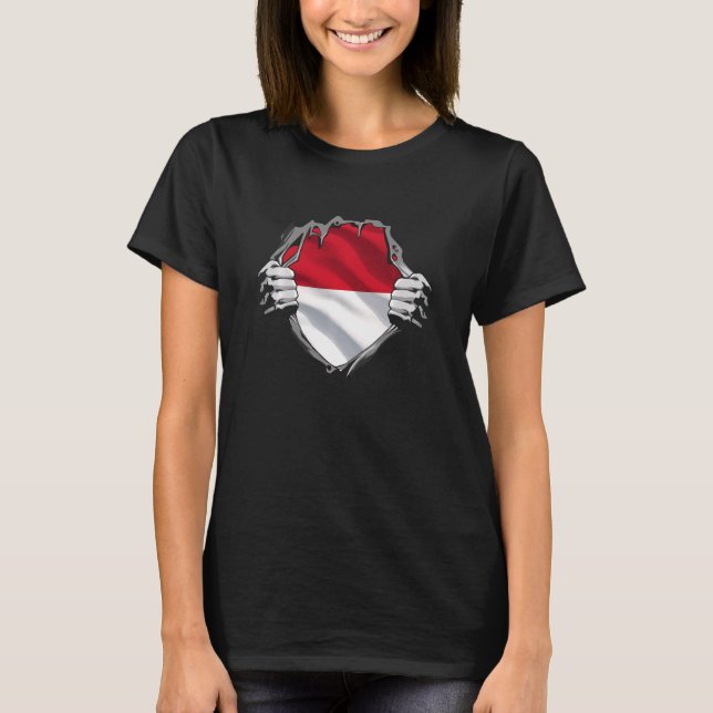 Camiseta Divertido País Bandera De Mónaco Europa (Anverso)
