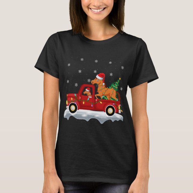 Camiseta Divertido paseo en caballo árbol de Navidad camion (Anverso)