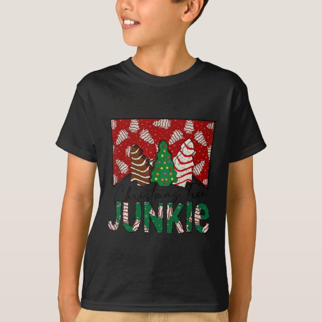 Camiseta Divertido pastel de árbol de Navidad Junkie Esta E (Anverso)