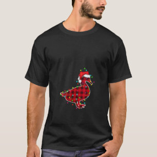 Camiseta Divertido pato árbol de navidad rojo pastel navida