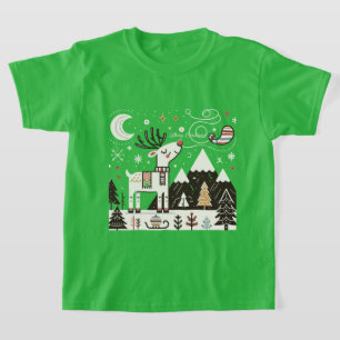Camiseta Divertido patrón de renos nórdicos