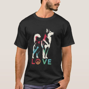 Camiseta Divertido Paz Amor Perro Husky Siberiano - Peac Vi