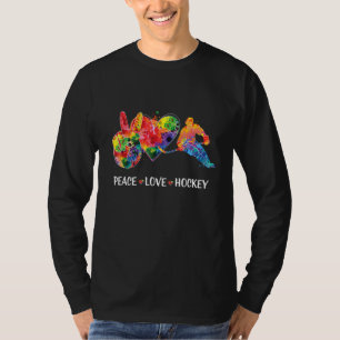 Camiseta Divertido Peace Love Hockey Gráficos Mujeres Y Hom