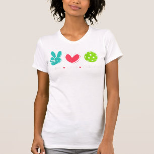 Camiseta Divertido Peace Love Pickleball Court Play ama a P