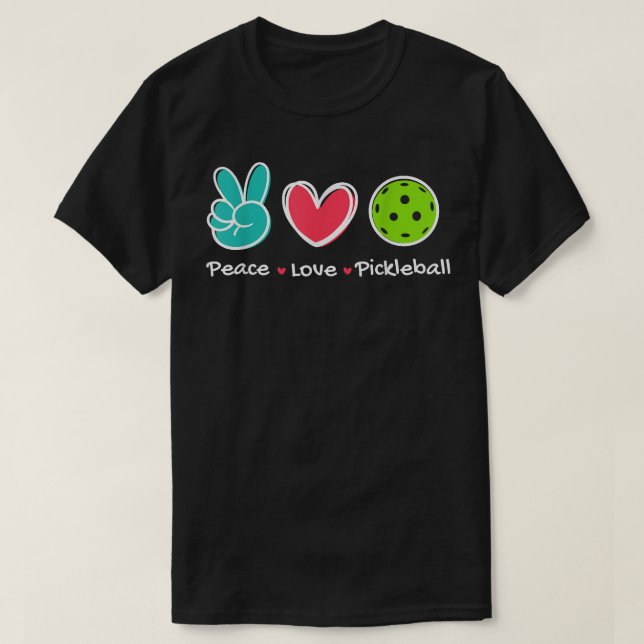 Camiseta Divertido Peace Love Pickleball Court Play ama a P (Diseño del anverso)