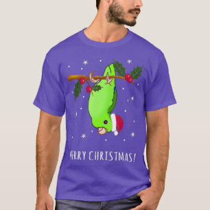 Camiseta Divertido perrito verde morado loro navideño