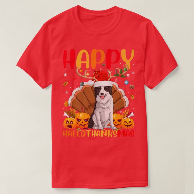 Camiseta Divertido perro amante de la frontera feliz perro  (Diseño del anverso)