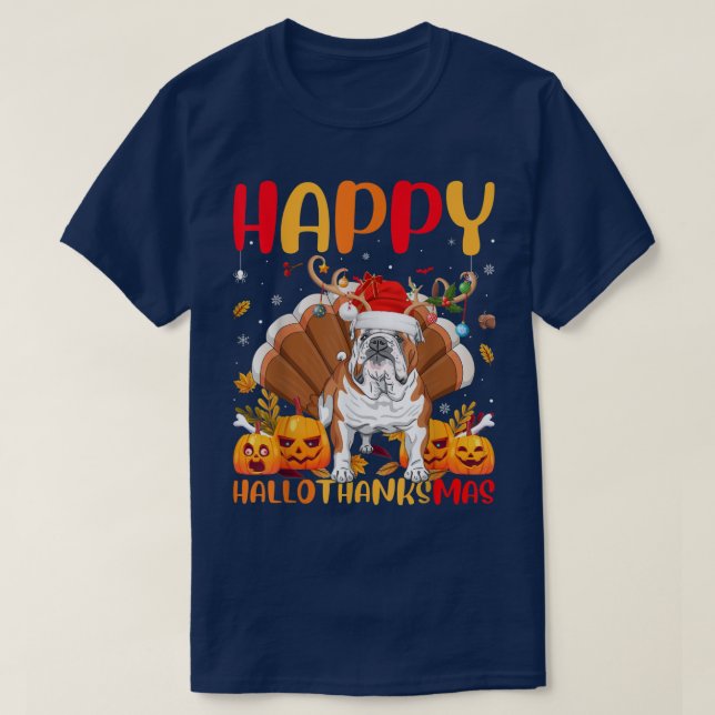 Camiseta Divertido perro amante Feliz Bulldog al inglés Hol (Diseño del anverso)