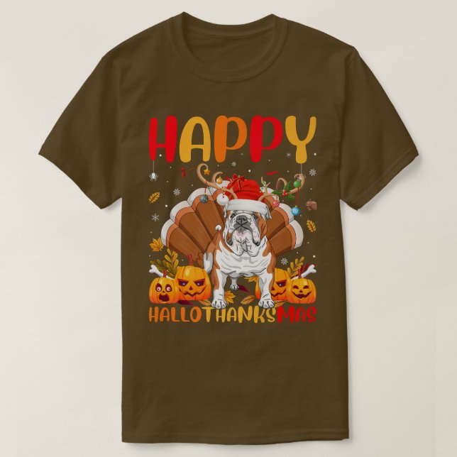 Camiseta Divertido perro amante Feliz Bulldog al inglés Hol (Diseño del anverso)