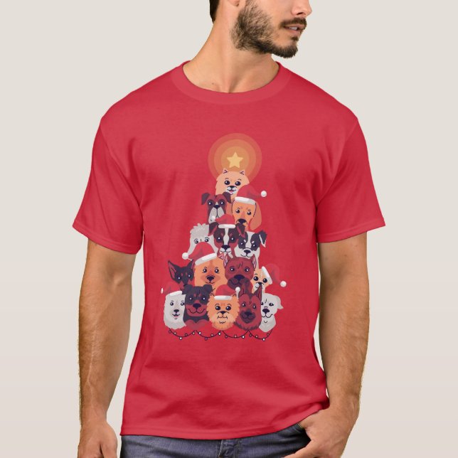 Camiseta Divertido PERRO Árbol de Navidad - Pabellón de Res (Anverso)