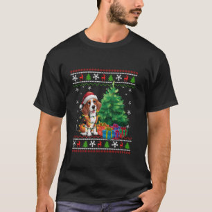 Camiseta Divertido perro Beagle Árbol de Navidad Santa Hat 