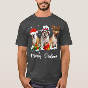 Camiseta Divertido perro Bulldog inglés merry navidad Fiest