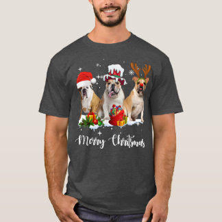Camiseta Divertido perro Bulldog inglés merry navidad Fiest