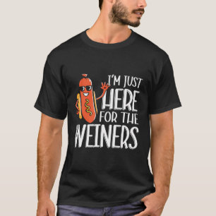 Camiseta Divertido Perro Caliente Estoy Acá Para El 4.º De