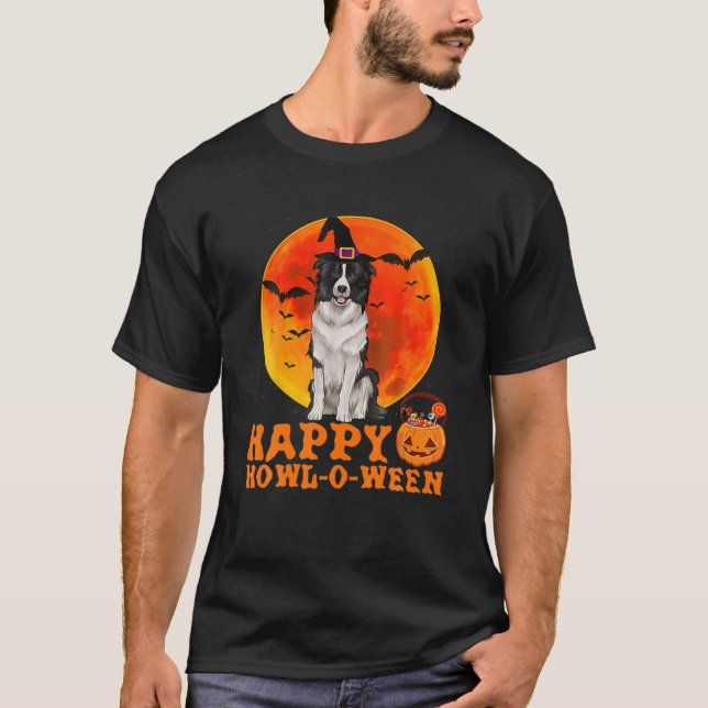 Camiseta Divertido perro collie de la frontera Halloween Fe (Anverso)