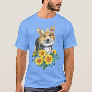 Camiseta Divertido perro Corgi Mom Sunflower