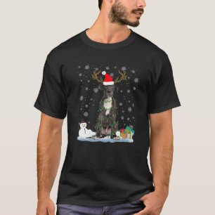 Camiseta Divertido perro dane Navidades suéteres feos ilumi