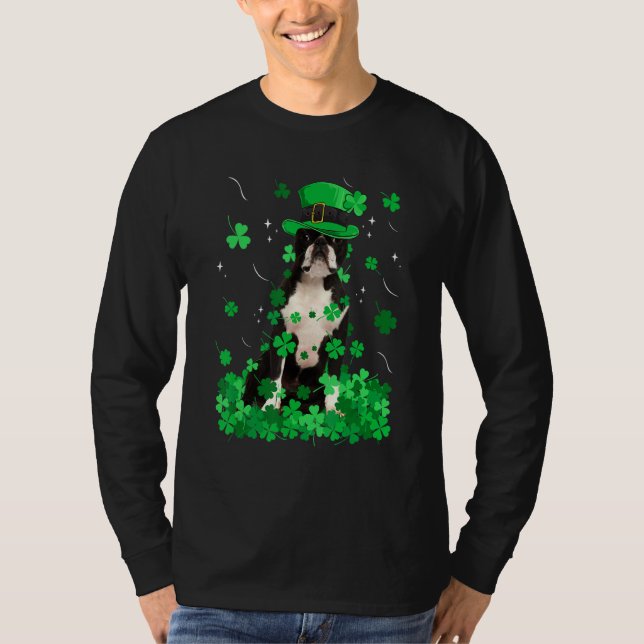 Camiseta Divertido perro de Boston Terrier Día St Patrick S (Anverso)