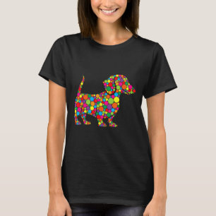 Camiseta Divertido perro de Dachshund ama al polka Dot feli
