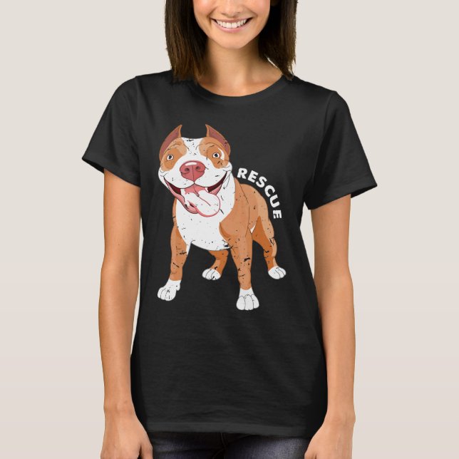 Camiseta Divertido perro de rescate Pitbull Mamá disfraz ad (Anverso)