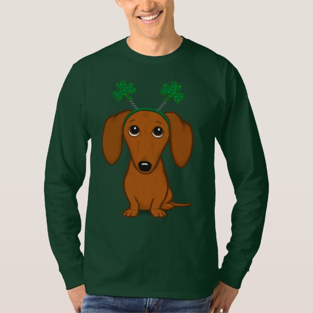 Camiseta Divertido perro del Día de San Patricio Dachshund  (Anverso)