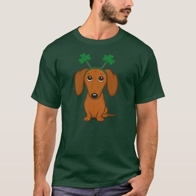 Camiseta Divertido perro del Día de San Patricio Dachshund  (Anverso)