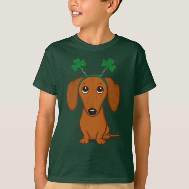 Camiseta Divertido perro del Día de San Patricio Dachshund  (Anverso)
