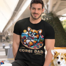 Divertido perro jugando al Corgi Dad