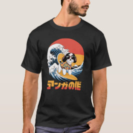 Camiseta Divertido perro ondulado de Kanagawa japonés Bordo