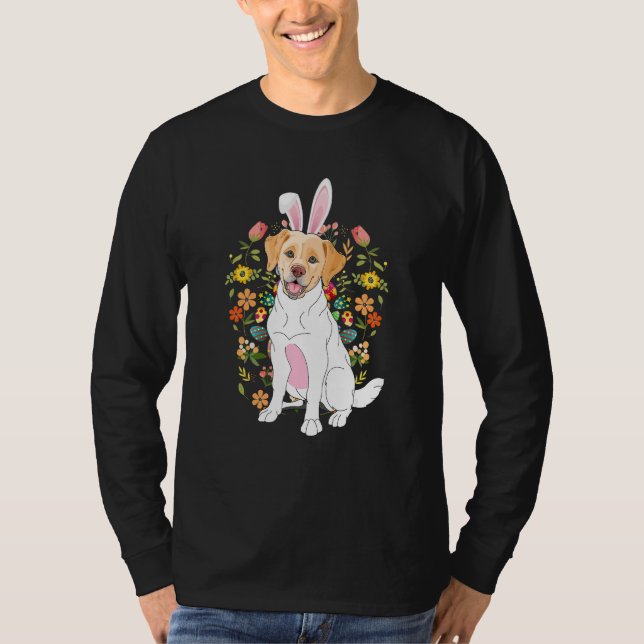 Camiseta Divertido perro Pascua Labrador Bunny Huevos Flor  (Anverso)