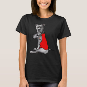 Camiseta Divertido perro Pitbull Amo a Mamá Tattoo 112
