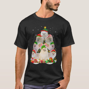 Camiseta Divertido Perro Pomeraniano Árbol de Navidad Cuadr