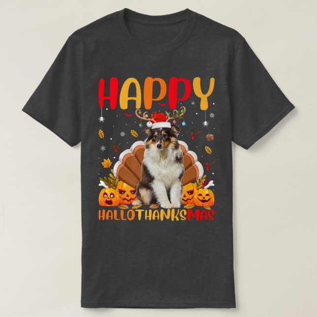 Camiseta Divertido perro Sheltie Lover Feliz Sheltie HolaM (Diseño del anverso)