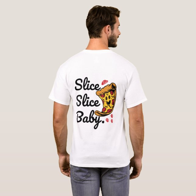 Camiseta Divertido Personaje de Pizza Slice Slice  (Reverso completo)