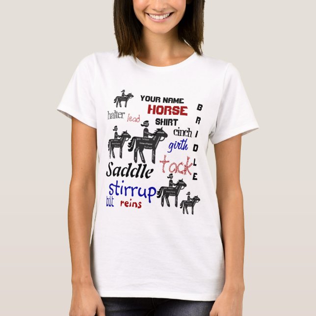 Camiseta Divertido, Personalizado, Su Nombre, Su Caballo (Anverso)