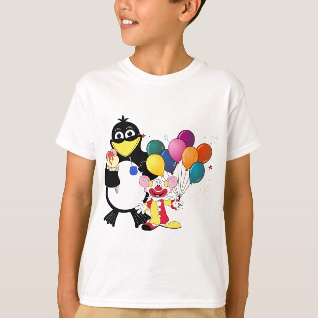 Camiseta Divertido pingüino y personalizado de payasos (Anverso)