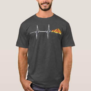 Camiseta Divertido Pizza Heartbeat Tee Funny Pizza Amantes 