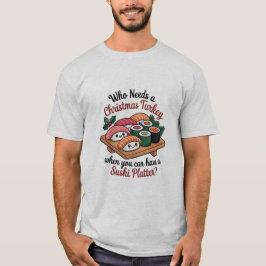 Camiseta Divertido Plato de Sushi de Navidad Kawaii
