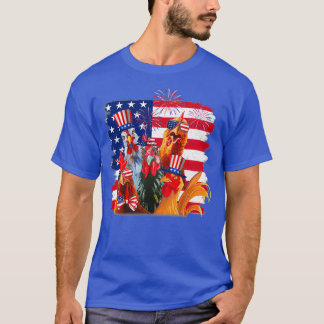 Camiseta Divertido pollo con la bandera estadounidense Amér