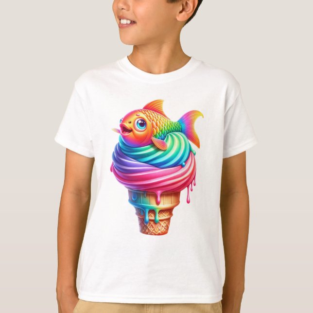 Camiseta Divertido postre de pescado helado helado helado d (Anverso)