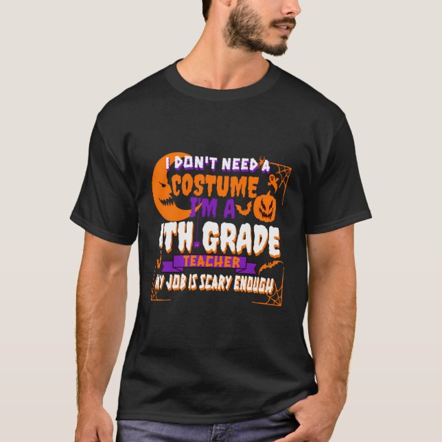 Camiseta Divertido profesor de 4º grado Halloween disfraz m (Anverso)