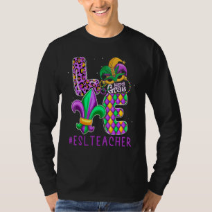 Camiseta Divertido profesor de ESL Mardi Gras Familia coinc