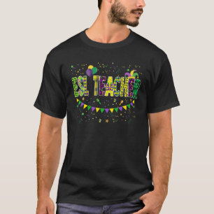 Camiseta Divertido profesor de ESL Mardi Gras Familia coinc