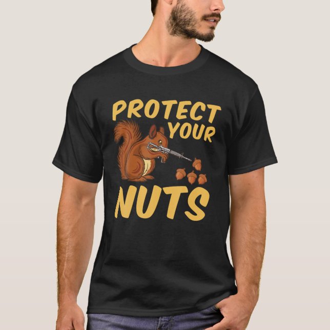 Camiseta Divertido Proteger tus nueces Guay Regalo de ardil (Anverso)