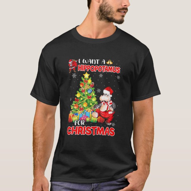 Camiseta Divertido Quiero Un Hipopótamo Para Los Navidades  (Anverso)