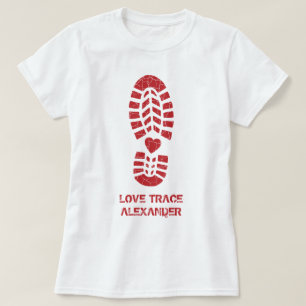 Camiseta Divertido Red Love Boot Print & Heart Name Persona